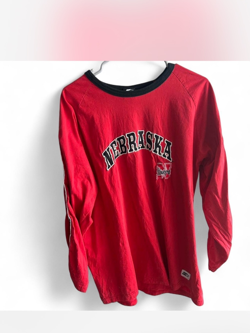 STARTER Red Long Sleeve Nebraska Tee with